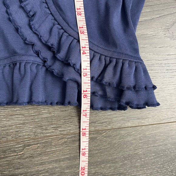 Lilly Pulitzer Cropped 100% Pima‎ Cotton Cardigan Womens Medium Blue Ruffle - Picture 7 of 11